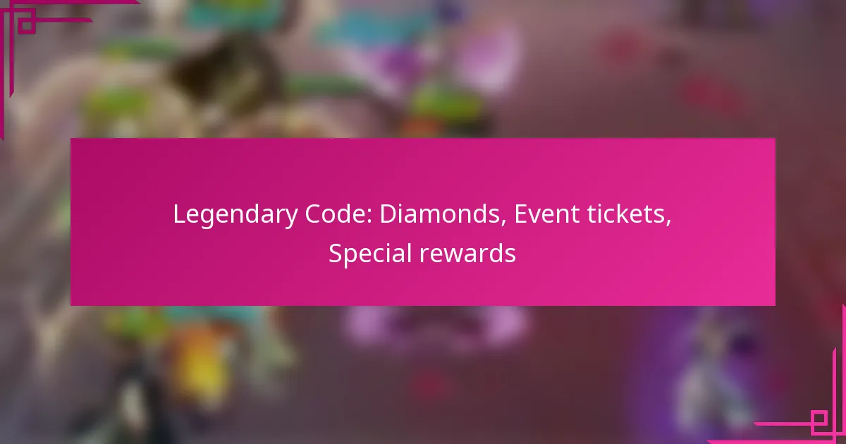 Legendary Code: Diamonds, Event tickets, Special rewards