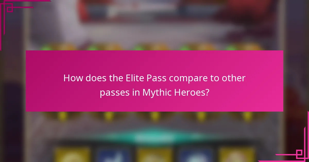 How does the Elite Pass compare to other passes in Mythic Heroes?