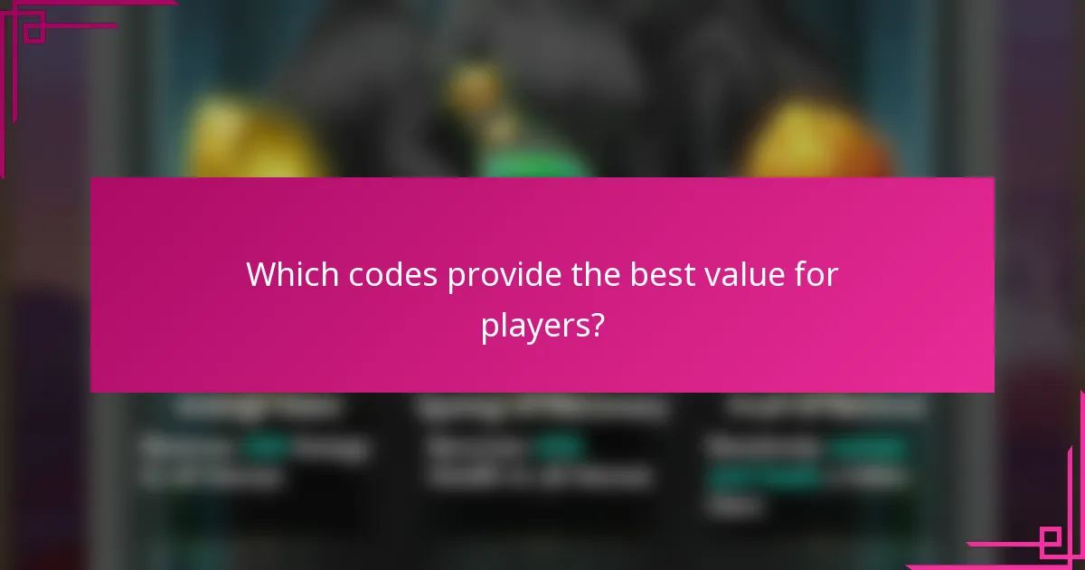 Which codes provide the best value for players?