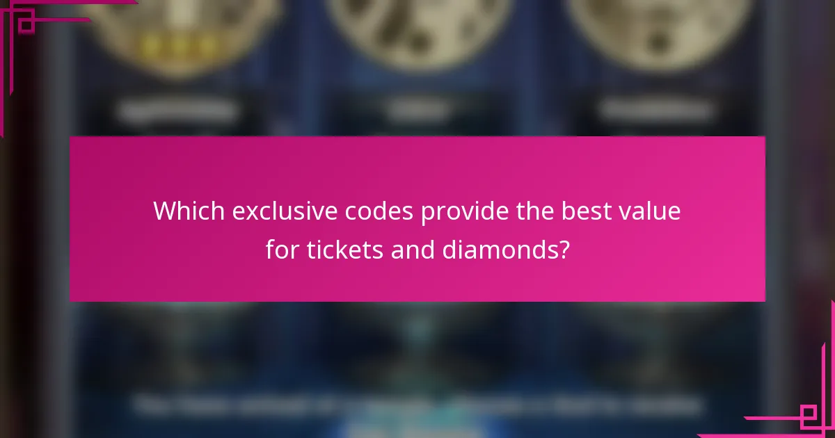 Which exclusive codes provide the best value for tickets and diamonds?